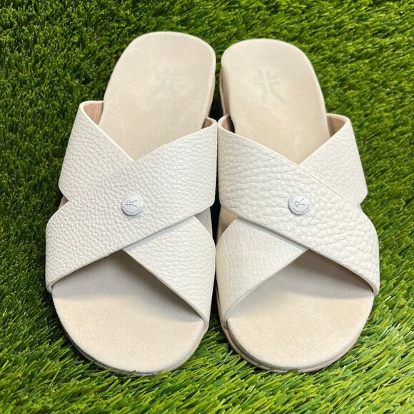 Kuru Breeze Womens Size 8 Cream Beach Walking Outdoor Leather Slide Sandals - Picture 5 of 10